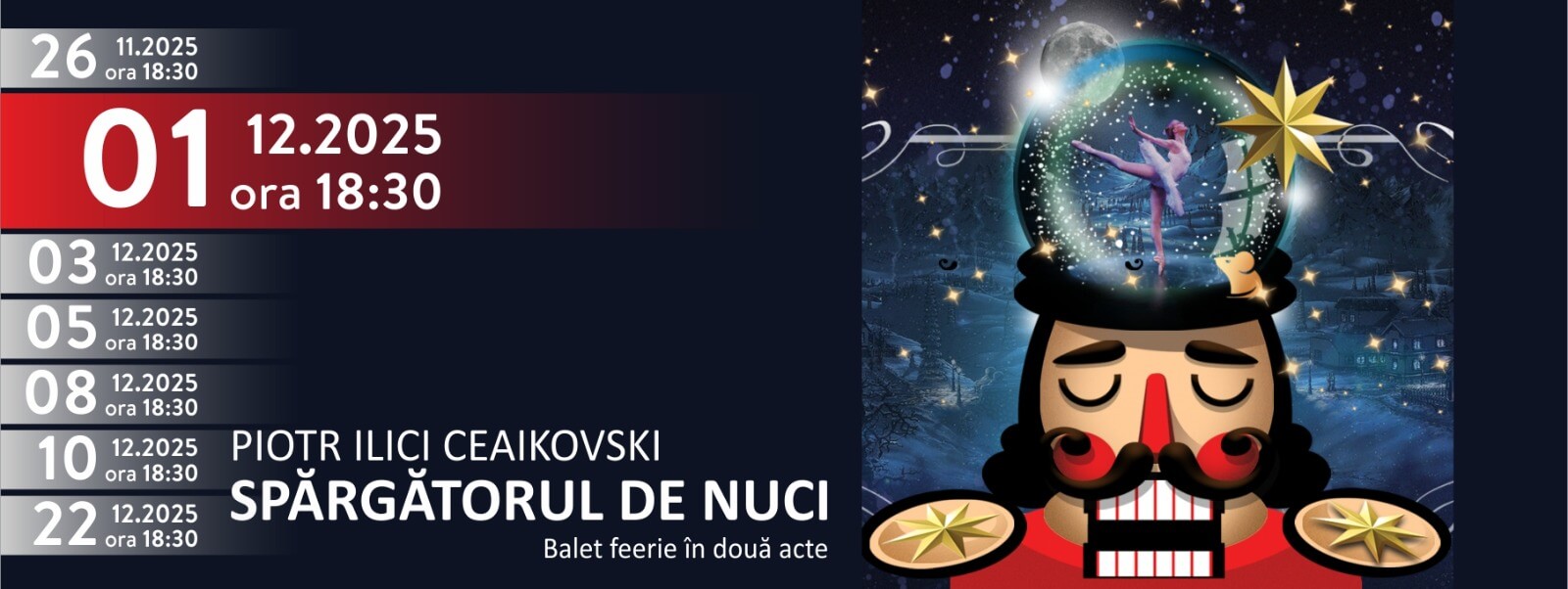 SPĂRGĂTORUL DE NUCI – REPREZENTAȚIA DE LUNI, 1 DECEMBRIE, ORA 18:30